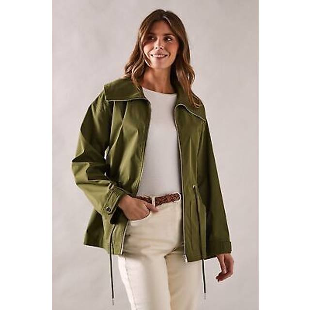 Womens Premium Drawstring Trench Coat - Khaki - 12