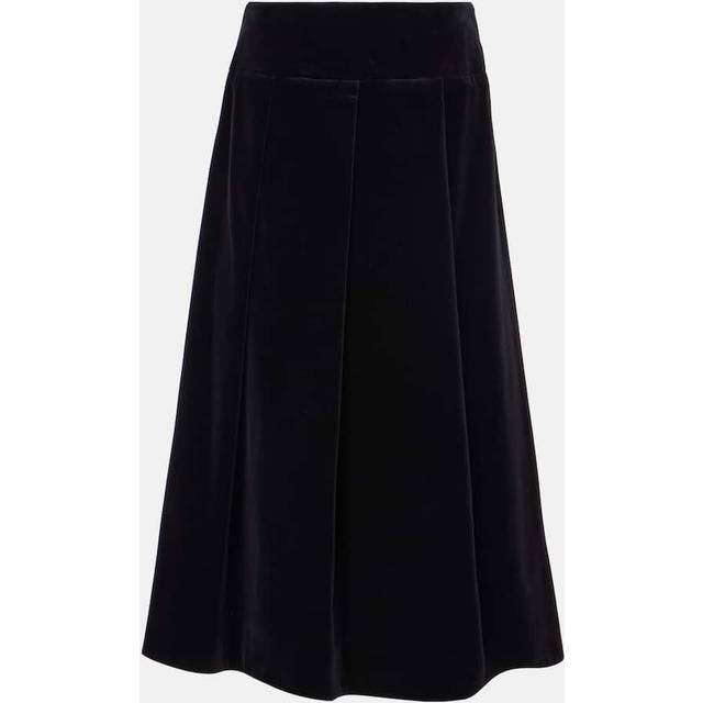 'S Max Mara Paraggi cotton velvet midi skirt - black (UK 14)