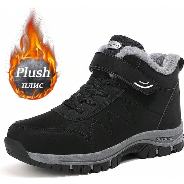 SHEIN 1 Pair Men&#39;s Thermal Lined Warm Snow Boots, Extra Large Size, Winter 2024 New High Top Short Shaft Boots For Middle Aged And Elderly, Thick Warm Hike