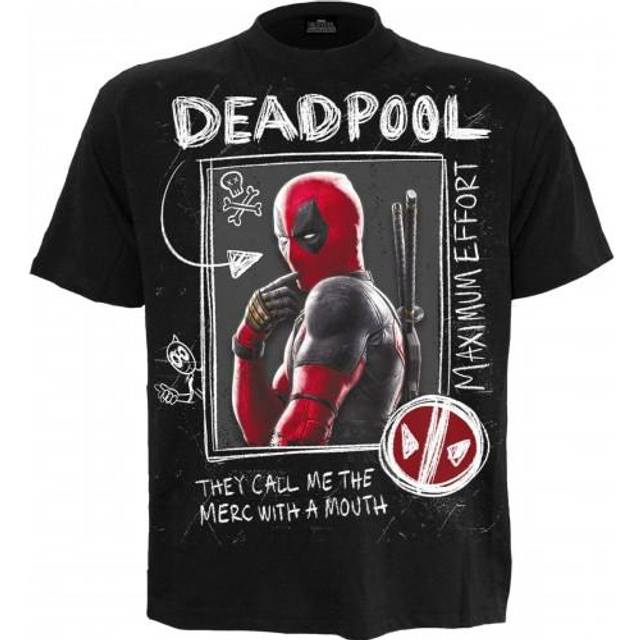 (S, Black) Spiral Direct Unisex Adult Wolverine Sketches Deadpool T-Shirt