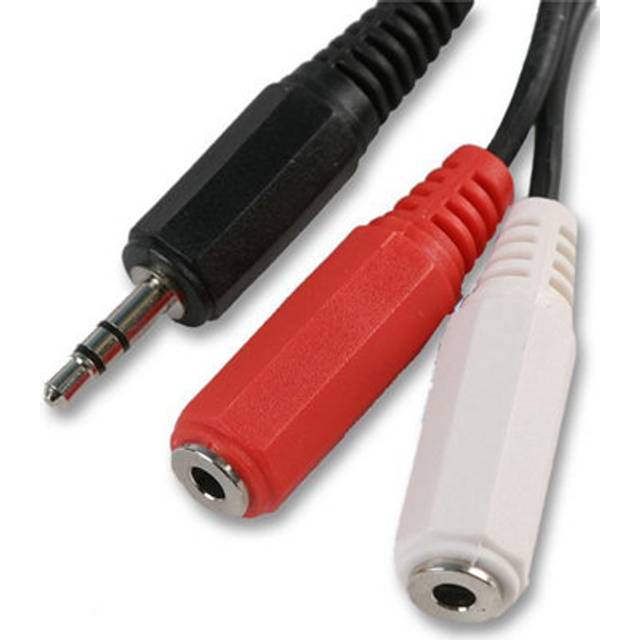 Pro signal - 3.5mm stereo jack plug to 2x mono jack sockets lead, 150mm black
