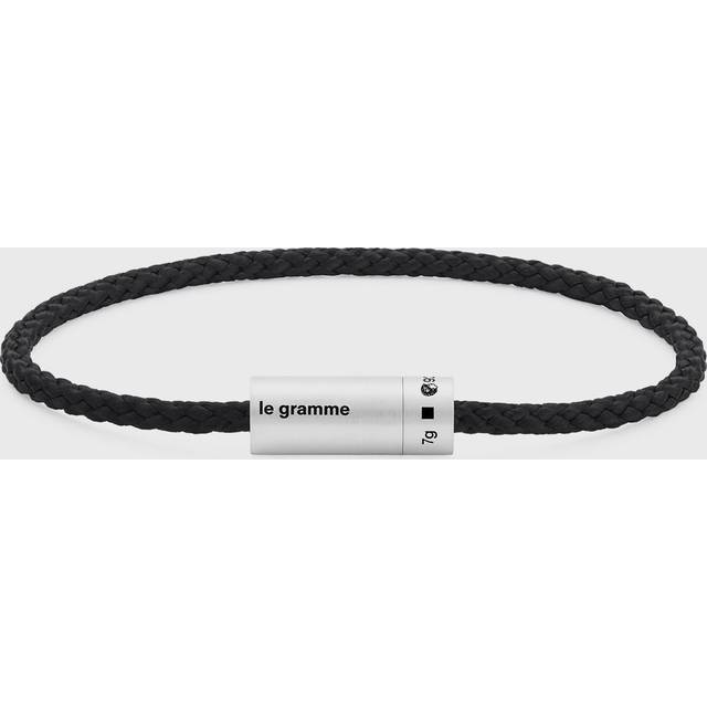 7g Brushed Sterling Silver Nato Cable Bracelet - Black