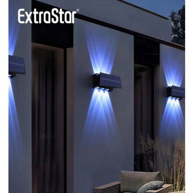 ExtraStar Modern Up and Down LED Solar Wall Light RGB Multi-Colour, Black