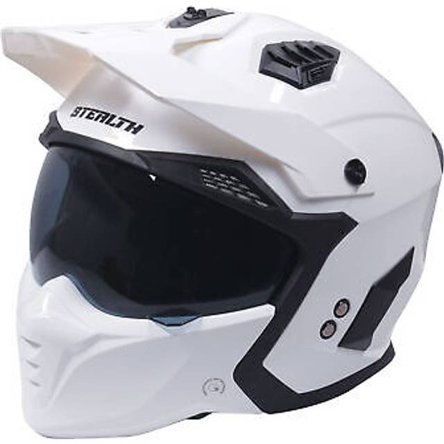 Stealth Fighter HS711 Plain Motorcycle Helmet - Gloss White - 2X-Large, White