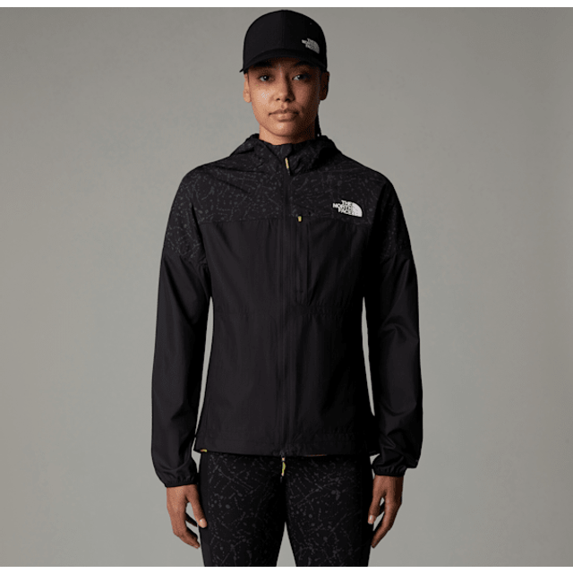The North Face Women's Higher Run Wind Jacket TNF Black/TNF Black Trail Reflective Print, M