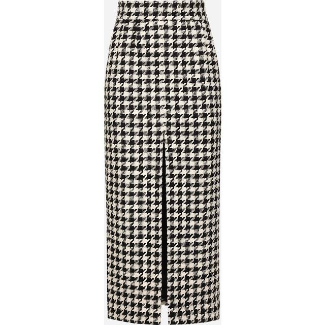 Dolce & Gabbana, Midi Skirts, female, Multicolor, S, Plaid Wool Skirt Black White Women's