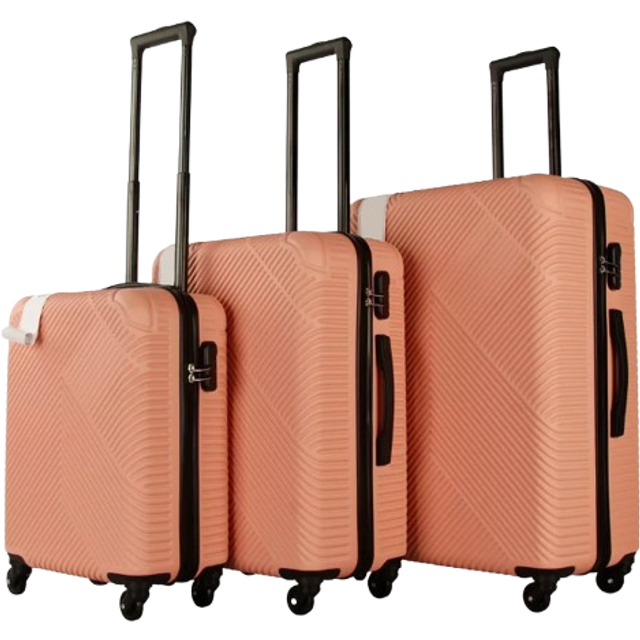 3 Piece Hard Shell Luggage Suitcase Set - Rose Gold - 3 Pack
