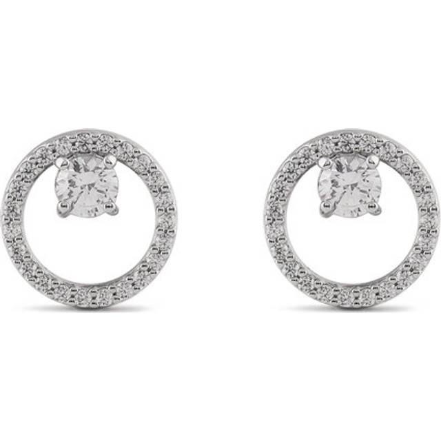Swarovski Constella Rhodium Plated Round Crystal Stud Earrings - Silver