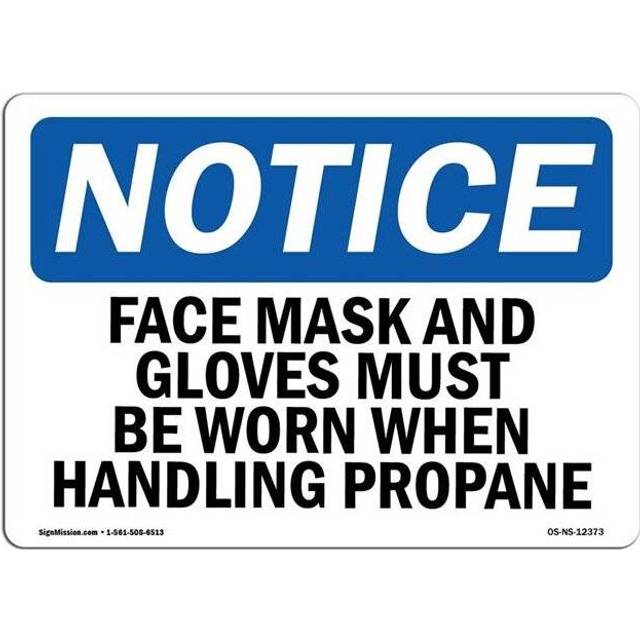 SignMission OS-NS-RD-710-L-12373 OSHA Notice Sign - Face Mask & Gloves Must Be Worn When Handling