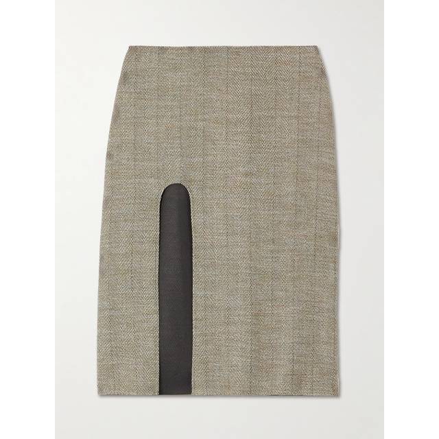 Stella McCartney Beige Side-Slit Tweed Midi Skirt - 2744 CHESTNUT - IT 38