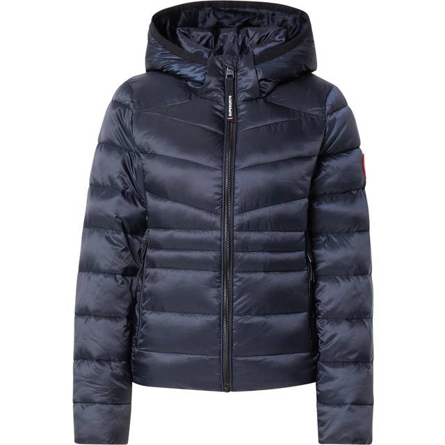 Superdry Hooded Fuji Quilted Padded Jacket - Navy, Navy, Size 10, Women