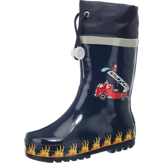 Playshoes Boys Navy Blue Fire Truck Rain Boots - 22-23