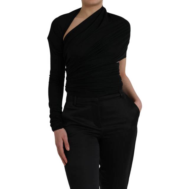 Dolce Gabbana MS6454 One Shoulder Draped Top Wo - Black - 36