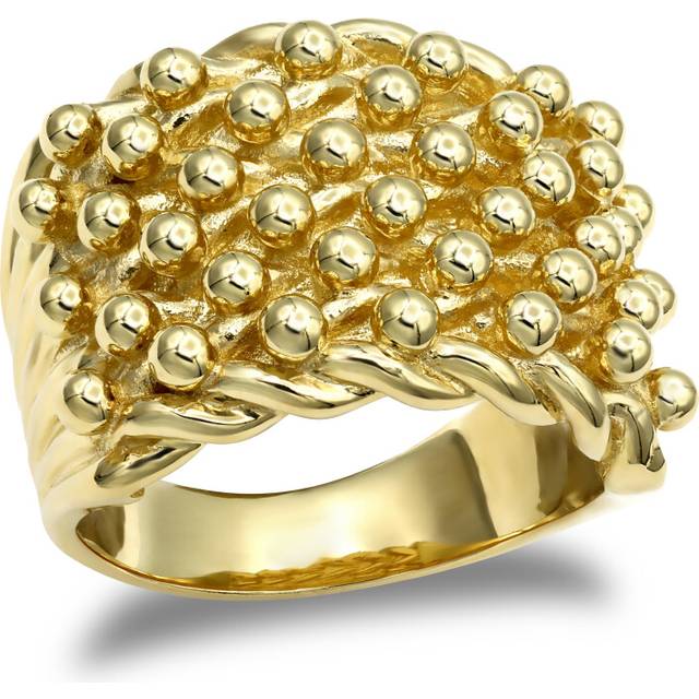 (Z) Jewelco London Men&#39;s Solid 9ct Yellow Gold 6 Row King George III Keeper Guard Rope Edge Ring - JRN083