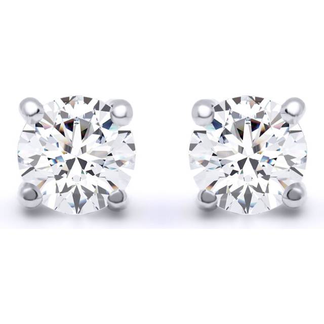 Jewelco London Solid 18ct White Gold Set Round Brilliant D / VS Lab Grown 0.5ct Diamond Solitaire Stud Earrings - LAB18E005-050