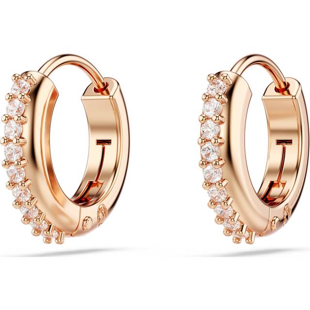 Swarovski Matrix Rose Gold White Crystal Hoop Earrings