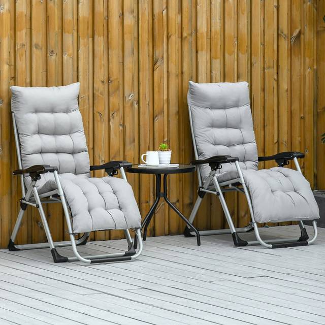 Outsunny Set of 2 Light Grey Zero Gravity Folding Recliner Chair - 1 Seater