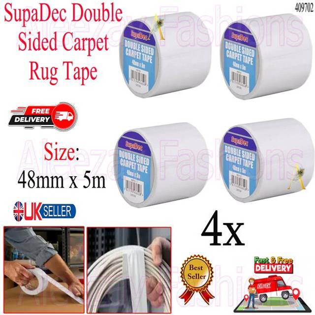 4x Double Sided Heavy Duty  Carpet Rug Tape Roll Adhesive 48mmx5m
