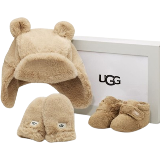 UGG® Bixbee Hat and Mitten Set for Kids in Blond, Size 4, Textile/Polyester