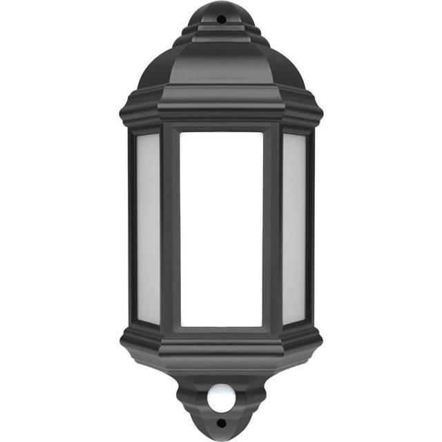 Bright Source 7w LED 4000k Outdoor Wall Mounted Half Lantern Black - PIR Sensor - Cool White