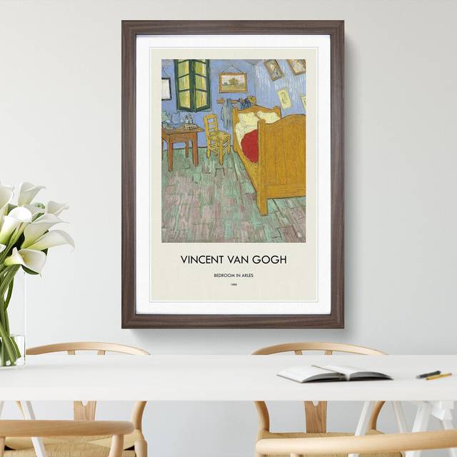 Bedroom in Arles by Vincent Van Gogh - Picture Frame Graphic Art - Walnut Framed (36cm H x 27cm W x 2cm D)