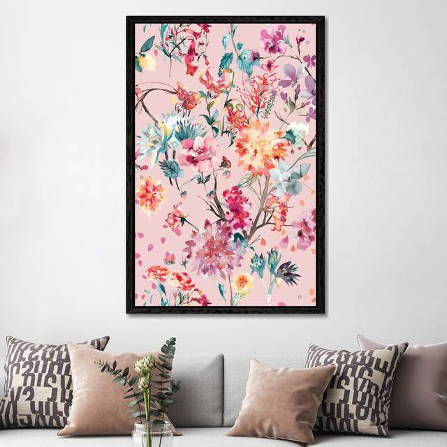 Rococo Flowers Bouquet Mauve by Ninola Design - Gallery-Wrapped Canvas Giclée on Canvas - Black Floater Framed (152.5 cm H x 101.5 cm W)