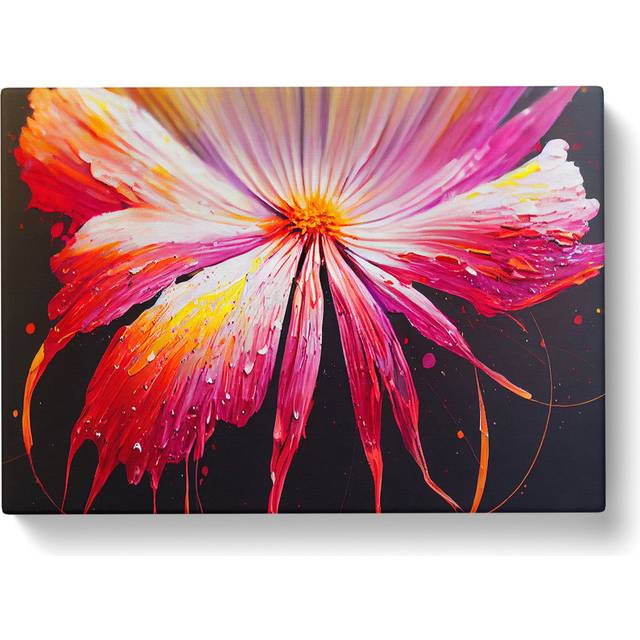 Exceptional Modern Flower Abstract - Wrapped Canvas Graphic Art - Brown;Purple (35cm H x 50cm W x 3cm D)