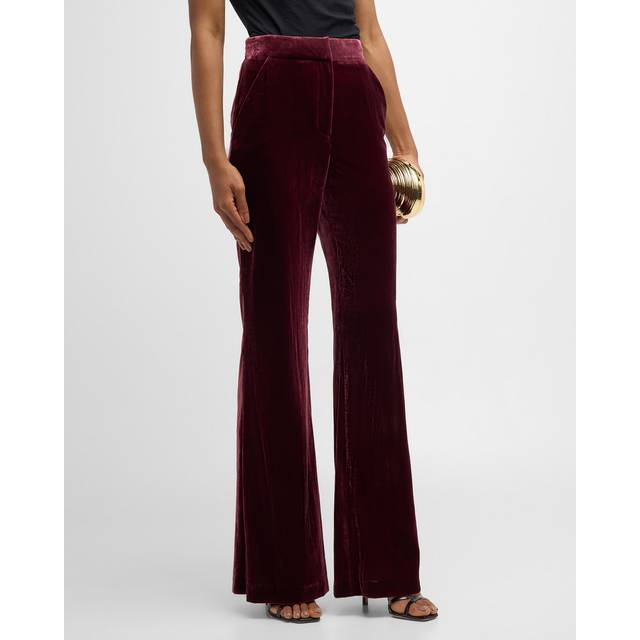 Veronica Beard Lebone high-rise velvet flared pants - burgundy (UK 6)
