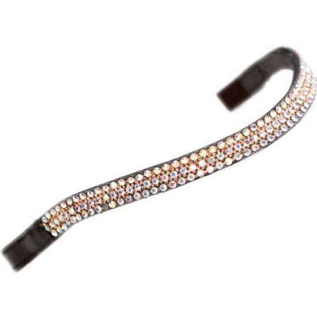 Shires Aviemore Wide Diamante Browband - Havana/Peach: Cob Size: Cob