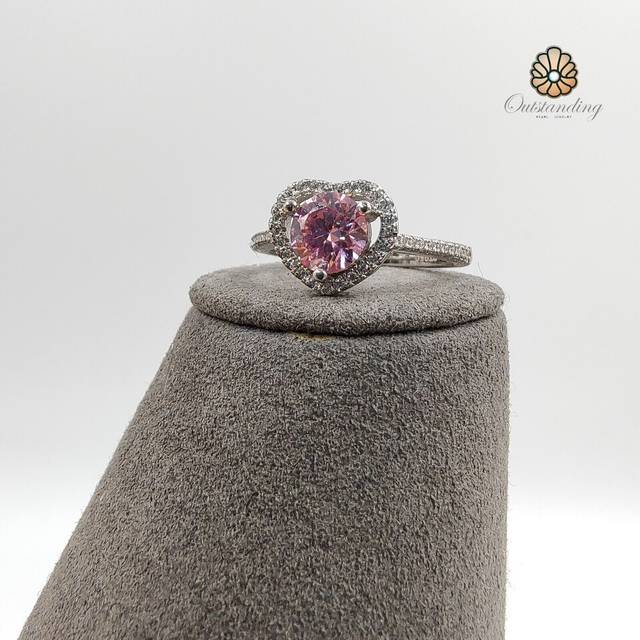 Real huge 12.1mm pink tahitian pearl ring 9ct gold filled adjustable lab diamond