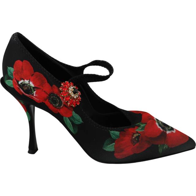 Dolce & Gabbana Black Red Floral Mary Janes Pumps Shoes - EU36/US5.5 - red (US9.5)