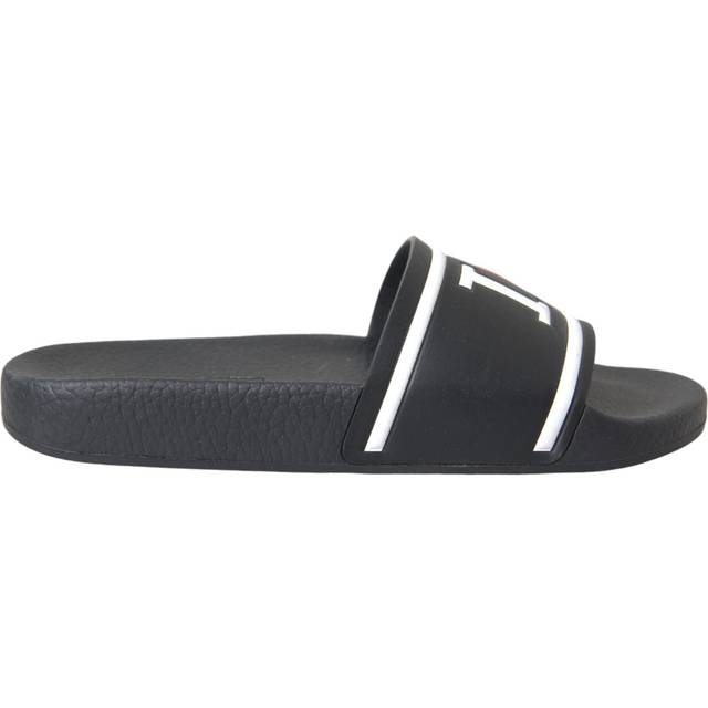 Black Leather I Love D&G Sandals Slides Shoes - EU36/US5.5