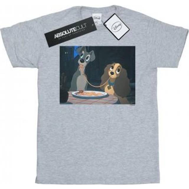 Lady And The Tramp Spaghetti Slurp Cotton Boyfriend T-Shirt - Grey