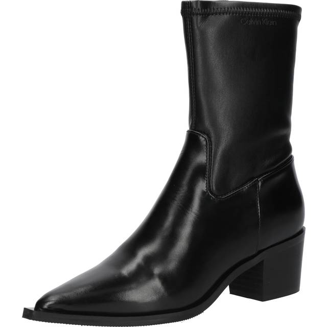 Calvin Klein Leather Stretch Cowboy Boots Black