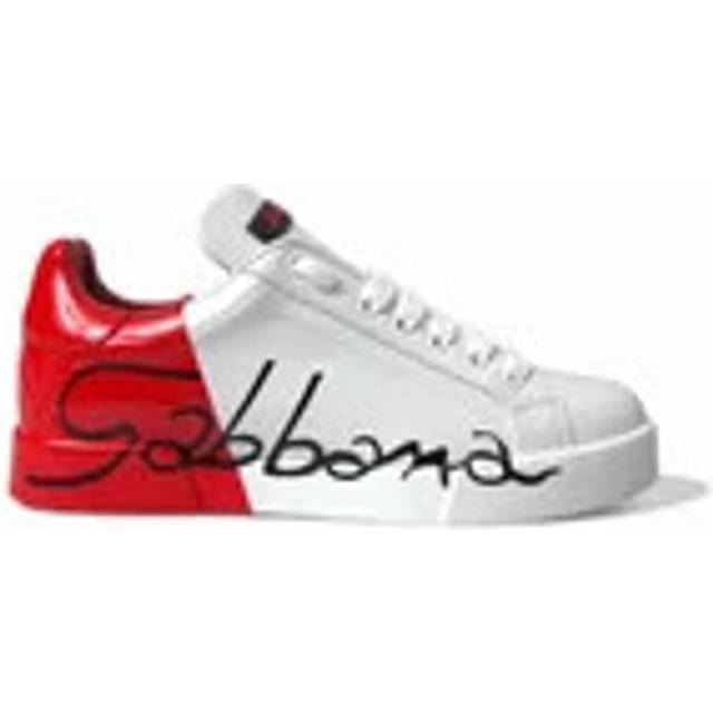 Dolce & Gabbana White Red Lace Up Womens Low Top Sneakers Shoes - EU36/US5.5