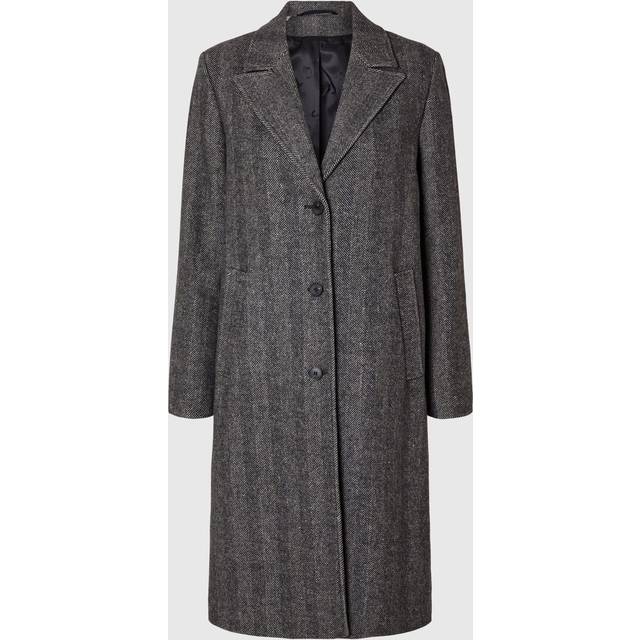 Selected Femme - SLFNew Alma Wool Coat Herringbone NOOS - Kappa - Black Herringbone - 38