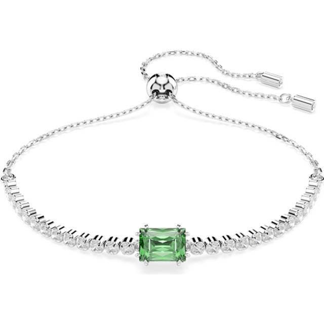 Swarovski Matrix Tennis Rhodium Plated White and Green Mixed Cuts Bracelet - Silver