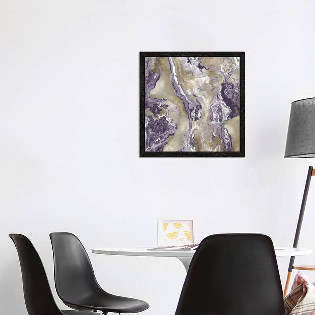 'Onyx Amethyst' by Danielle Carson - Floater Frame Painting Print on Canvas - Black (93.98 cm H x 93.98 cm W)