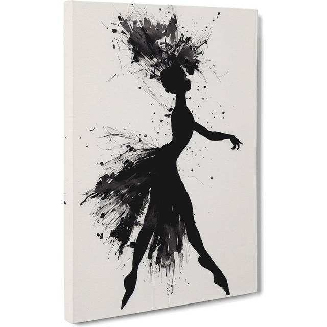 Majestic Ballerina Abstract - Wrapped Canvas Graphic Art - Black;Beige (76cm H x 50cm W x 3cm D)