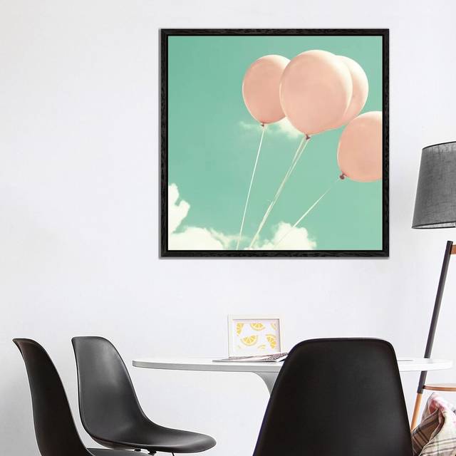 Blush Pink Balloons by Caroline Mint - Photograph Print on Canvas - Black Framed (93.98 cm H x 93.98 cm W)
