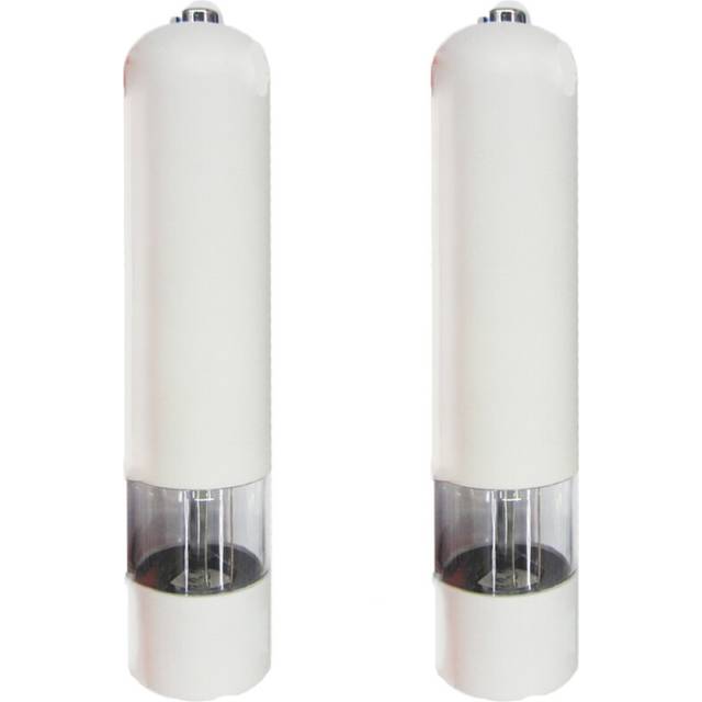Electric Sea Salt and Pepper Grinder and Shaker Set, Battery Operated, Lighted, Adjustable, 2 of 2, White