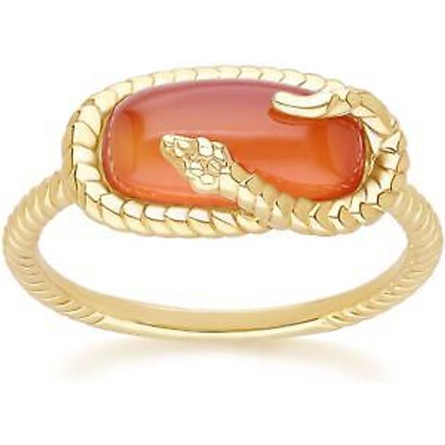 ECFEW™ Carnelian Snake Ring in Gold Plated Sterling Silver