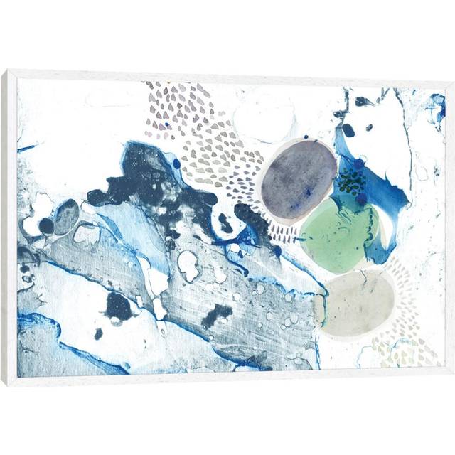 'Blue Marble' Painting on Wrapped Canvas - White Floater Framed (152.5 cm H x 101.5 cm W)