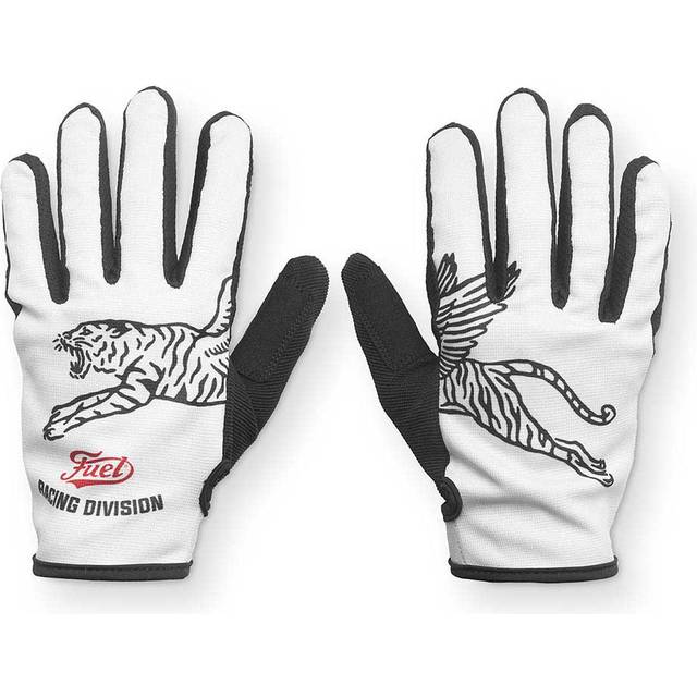 Fuel racing division motorcycle motorbike off road textile gloves white