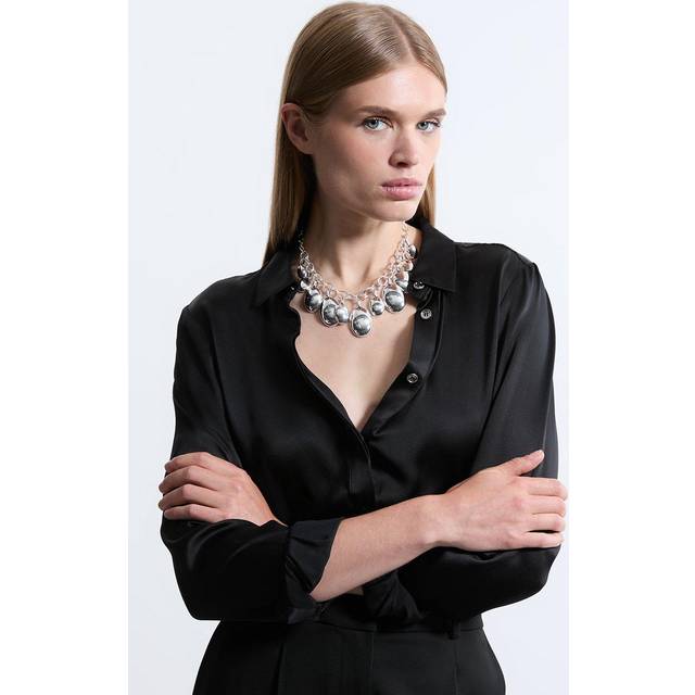 Chunky Statement Metal Multi Link Necklace - Silver