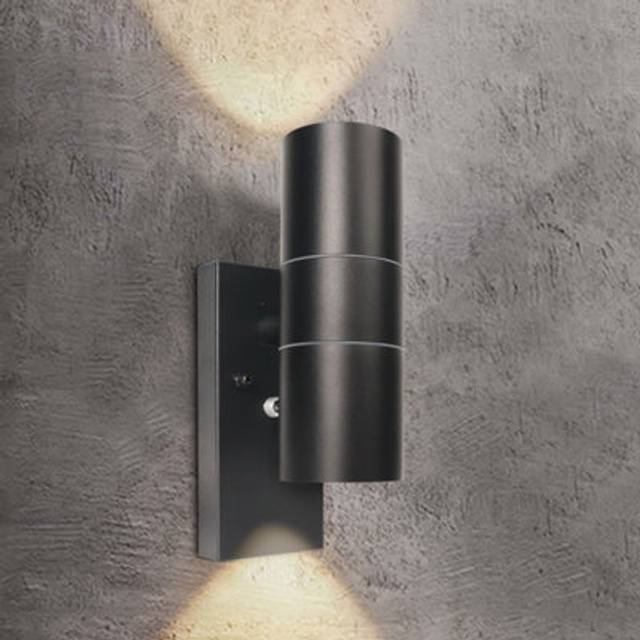 Extrastar Outdoor Sensor Up & Down Wall Light, Onyx Black, Black