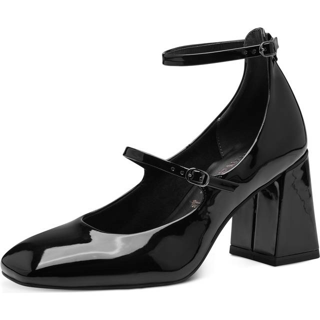 Tamaris - Svarta Mary Jane i lack storlek 40 Klackskor - Black (40)