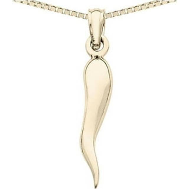 5 x 25 mm 14K Yellow Gold Medium Italian Horn Pendant