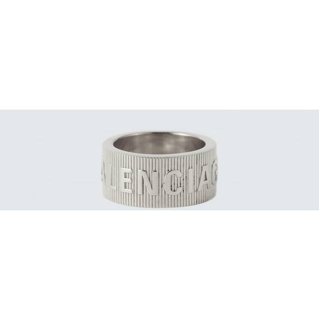 Balenciaga Force Striped sterling silver ring (M)
