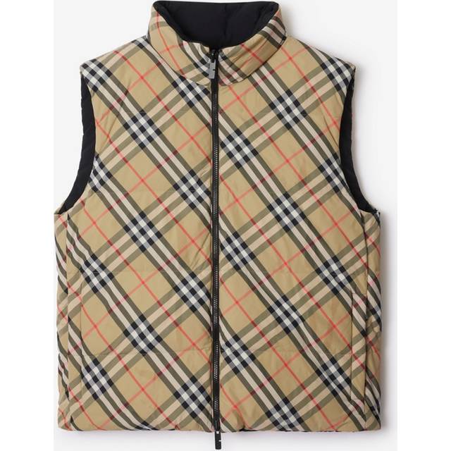 Reversible Down Vest with Check Motif